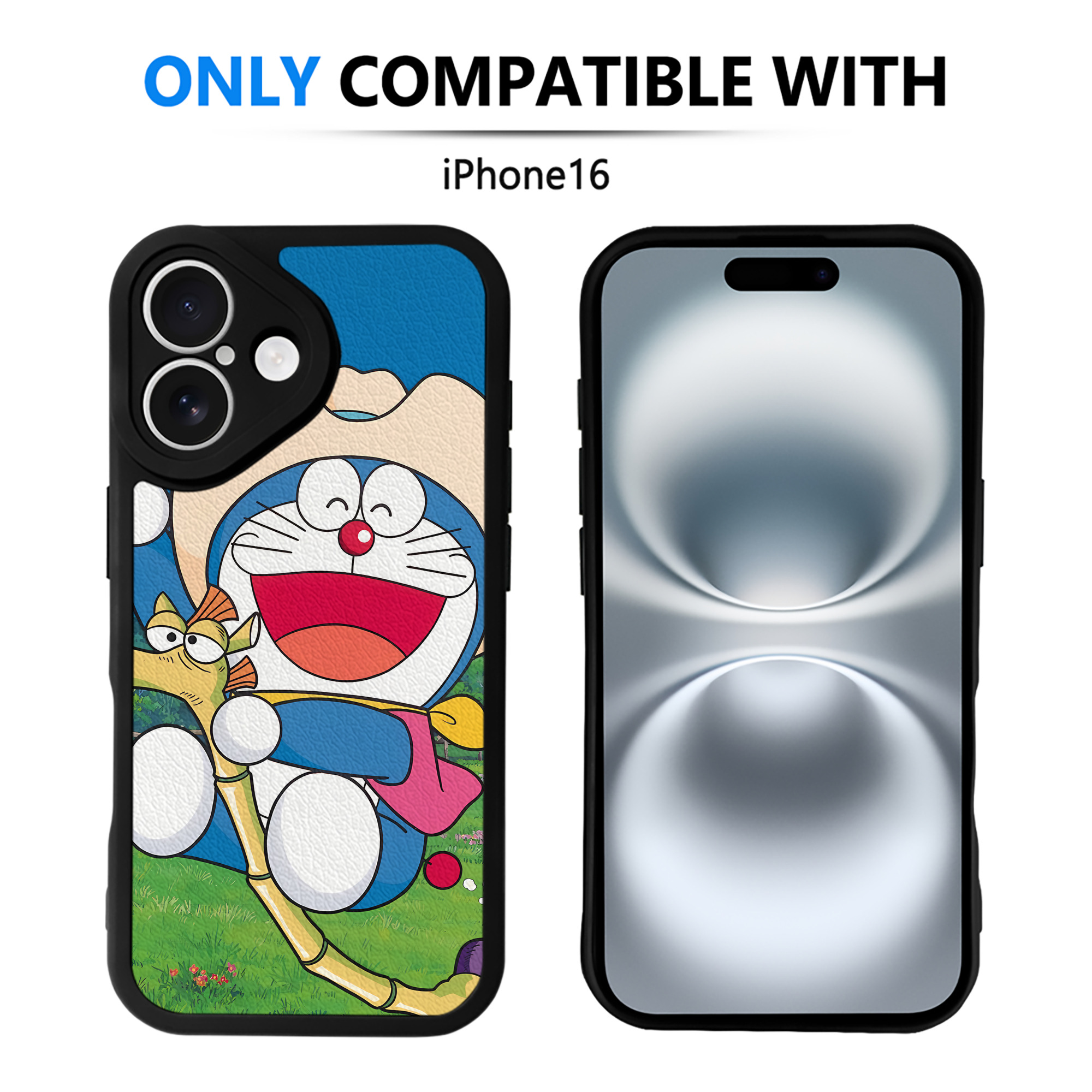 （画像用） ドラえもん Doraemon 【iPhone 16シリーズ対応】シリコンスマホケース（レザー調） 材質：シリコン